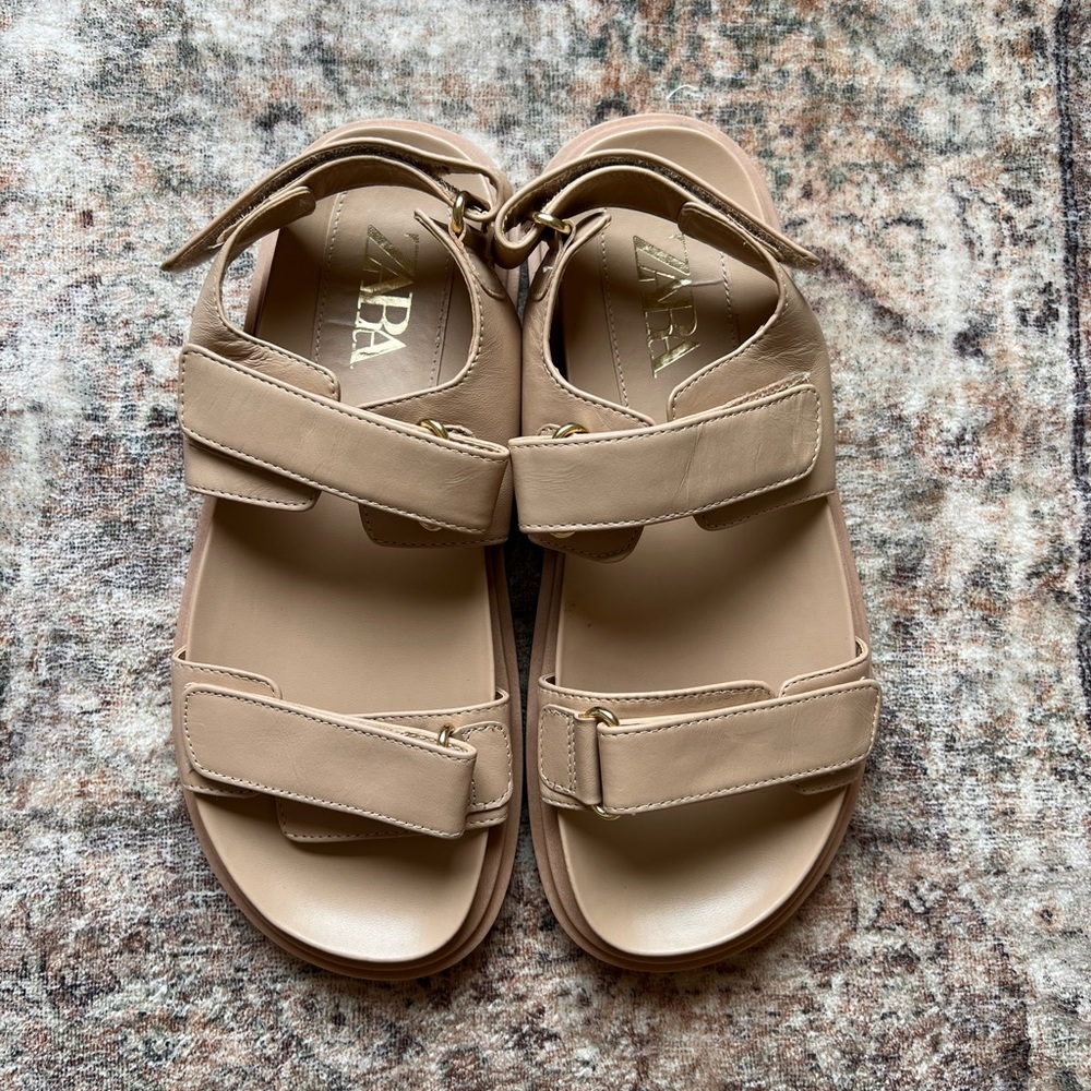Zara Chunky Sandals- Tan, Size 38